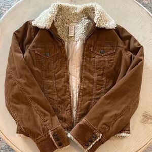 Abercrombie & Fitch VTG Y2K Preppy Corduroy Sherpa-Lined Trucker Jacket Large